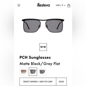 illesteva PCH Sunglasses Matte Black/Grey Flat